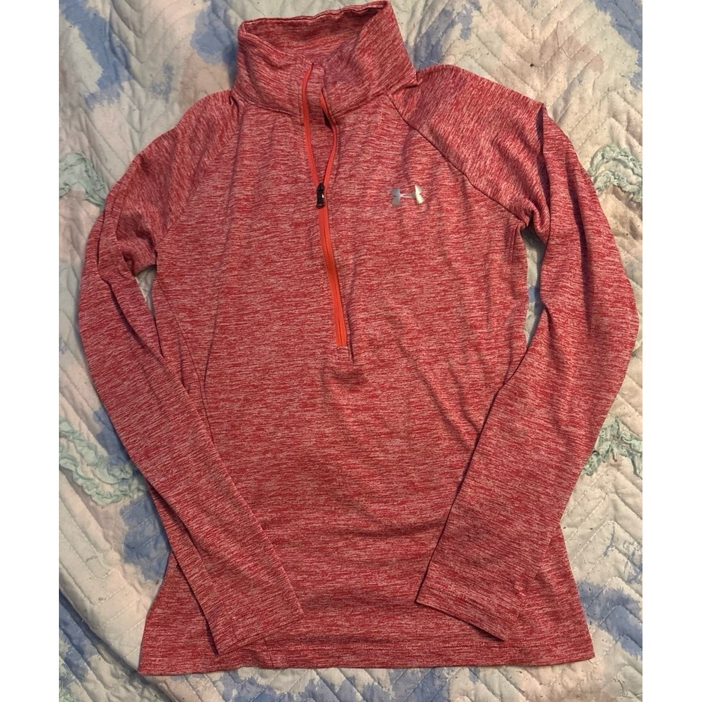 Under Armour HeatGear‎ Women's Loose Fit Heather Red 1/4 Zip Pullover, XS